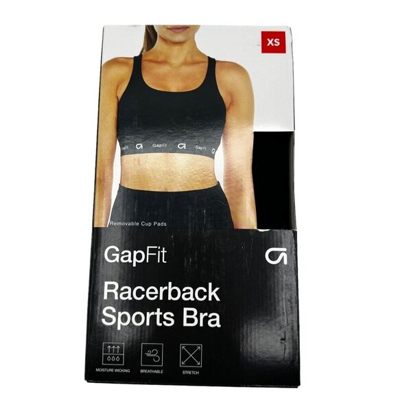 GAP Fit Womens Size XS Black 4-Way Stretch Moisture Wicking Racerback Sports Bra - Picture 1 of 3